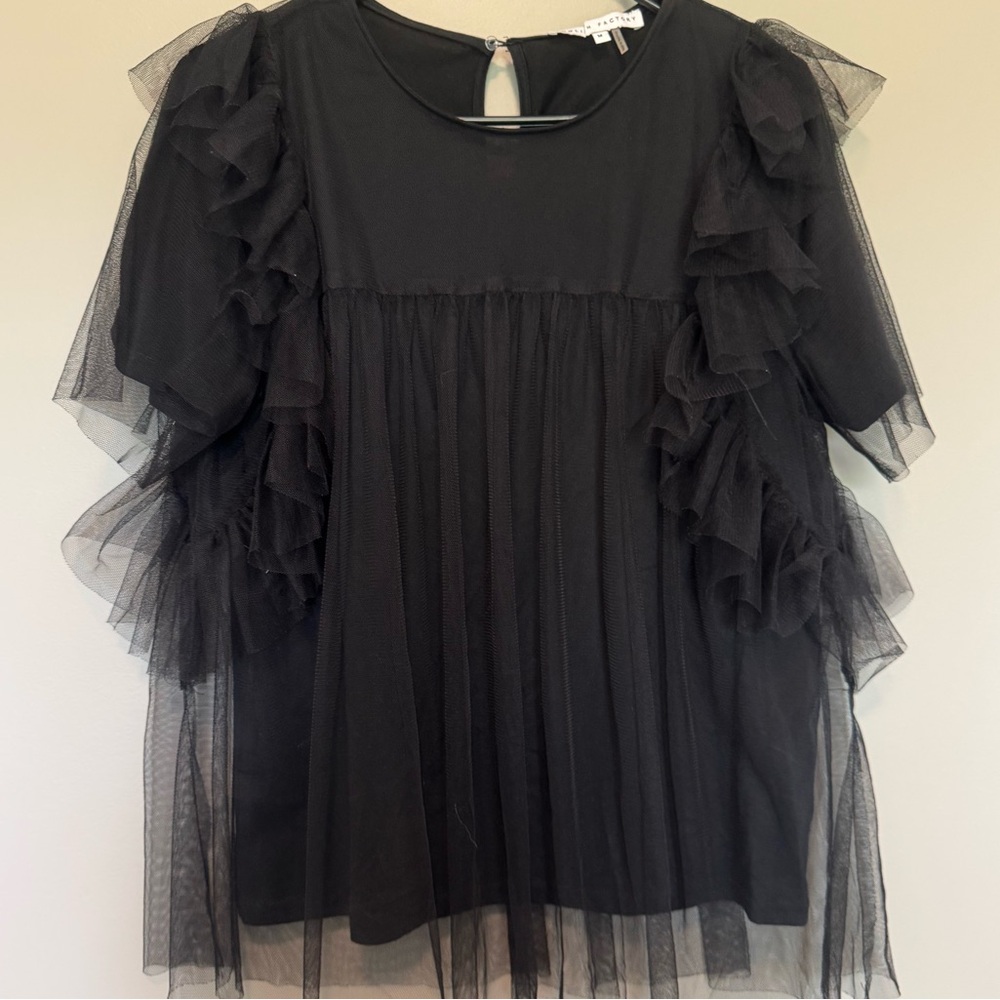English Factory Black Ruffle Sleeve Tunic